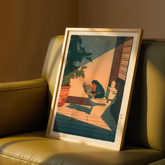 Japanese Frog Bathroom Print