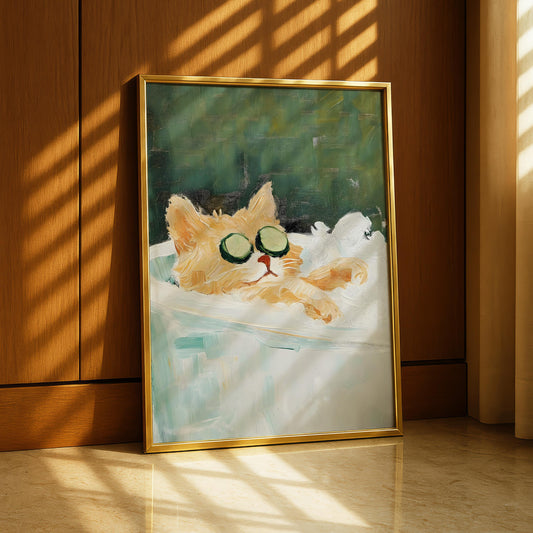Ginger Cat Bathtub Print