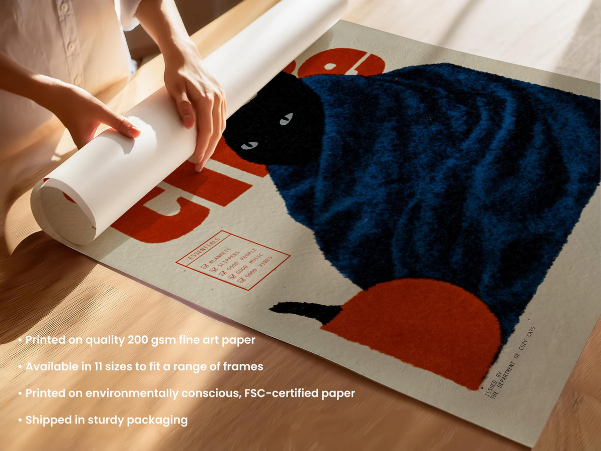 Cozy Black Cat Print