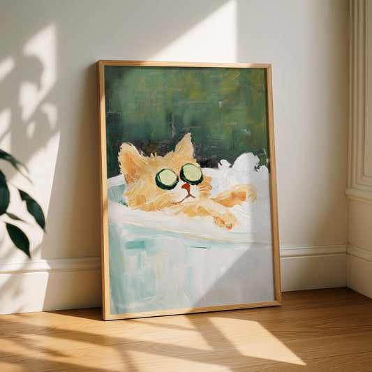 Ginger Cat Bathtub Print
