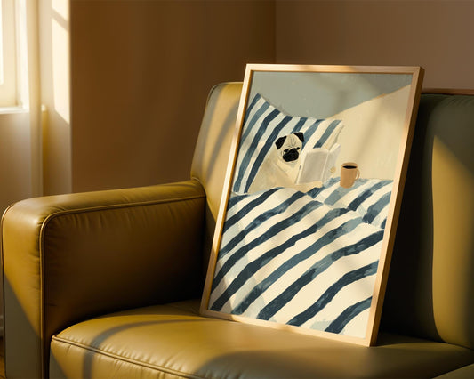Pug Reading Print