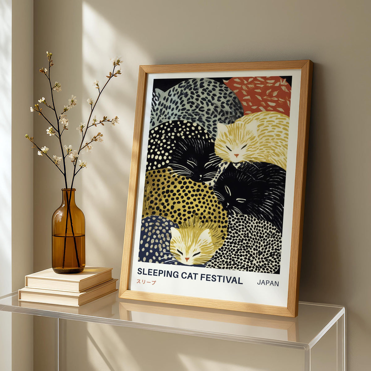 Sleeping Cat Japanese Print