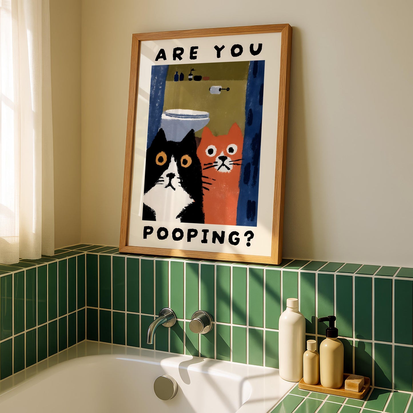 Are You Pooping? Cat Print for Bathroom