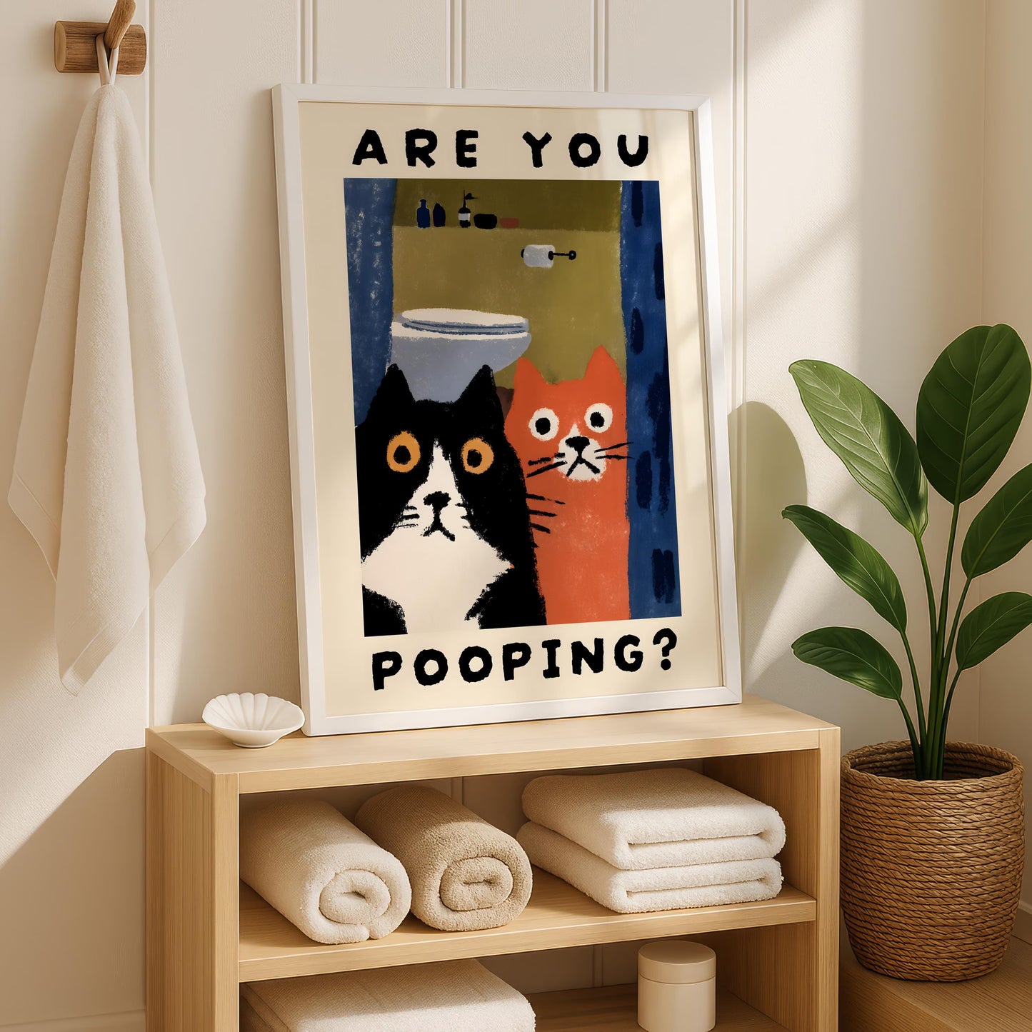 Are You Pooping? Cat Print for Bathroom