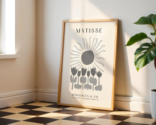 Grey Matisse Sun & Tulips Print