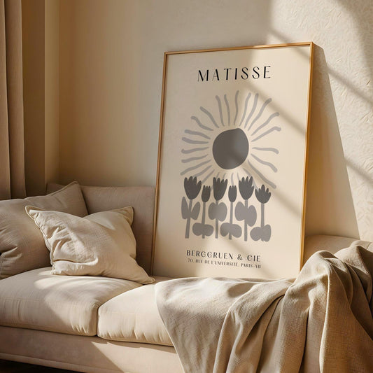 Grey Matisse Sun & Tulips Print