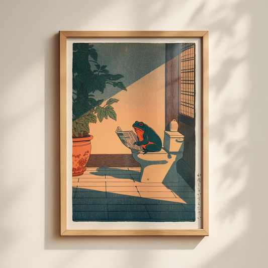 Japanese Frog Bathroom Print